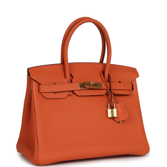 Hermes Birkin 30 Orange Togo Gold Hardware