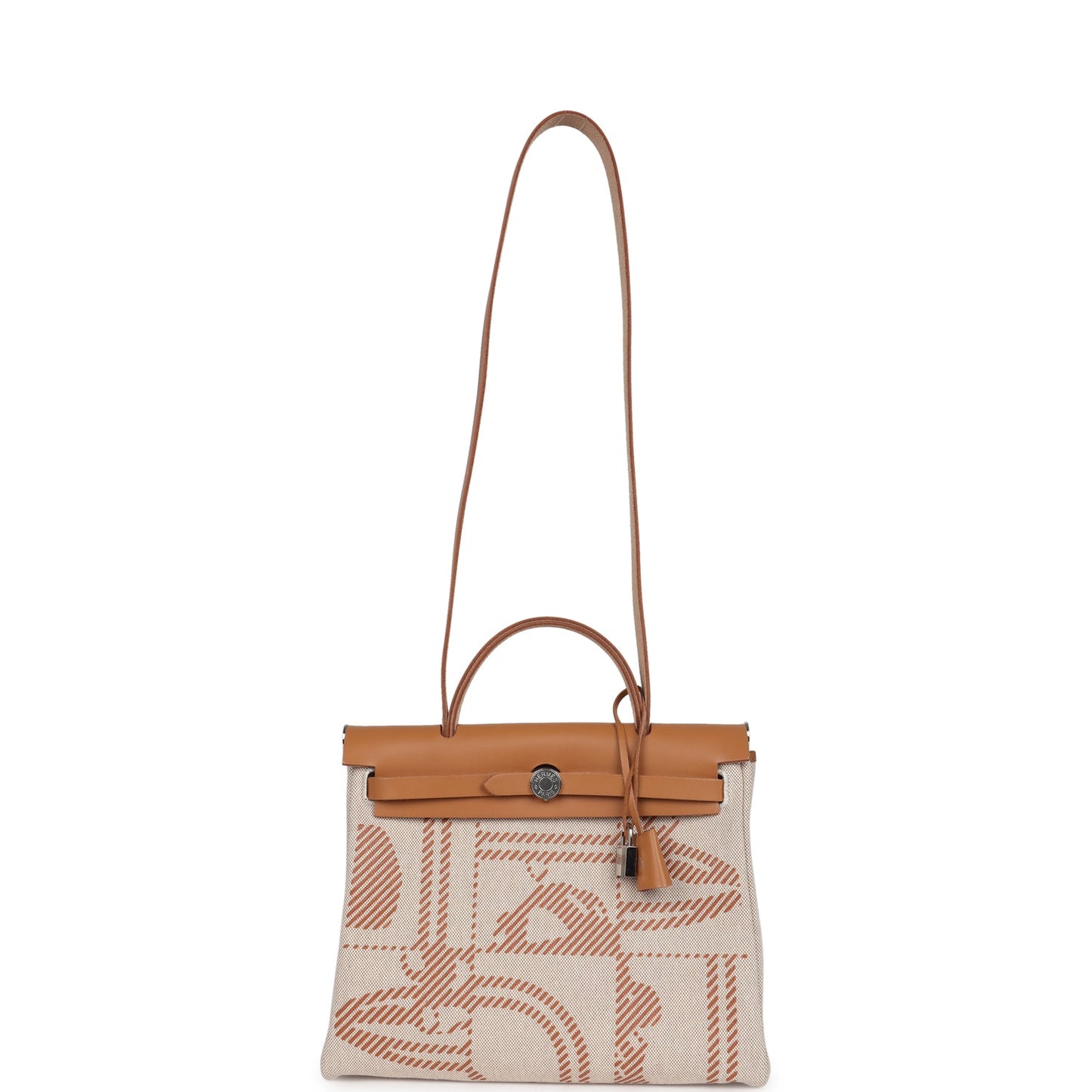 Hermes Herbag Zip PM 31 'Brides de Gala' Natural Sable Berline Hunter and Ecru Toile H Canvas Palladium Hardware