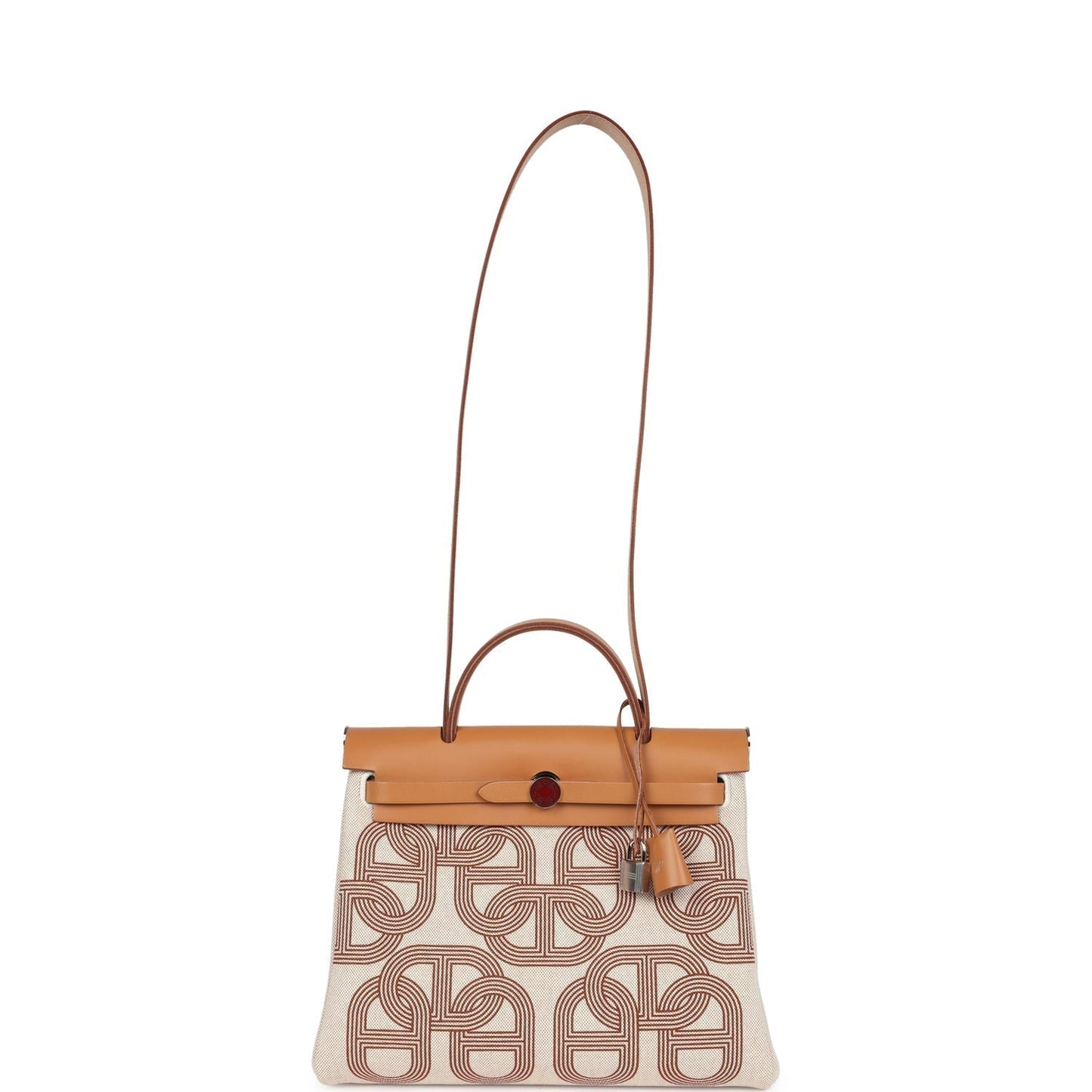 Hermes Herbag Zip PM 31 'Circuit 24' Ecru Toile H Canvas and Naturel Sable Hunter Lacquered Palladium Hardware