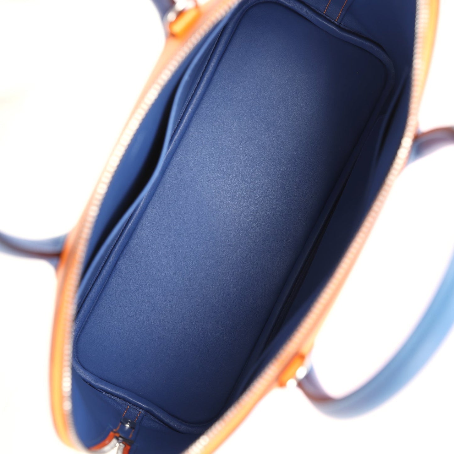Hermes 'Sunset' Rainbow Bolide 31 Abricot, Bleu Agate, Magnolia and Rouge Casaque Epsom Palladium Hardware