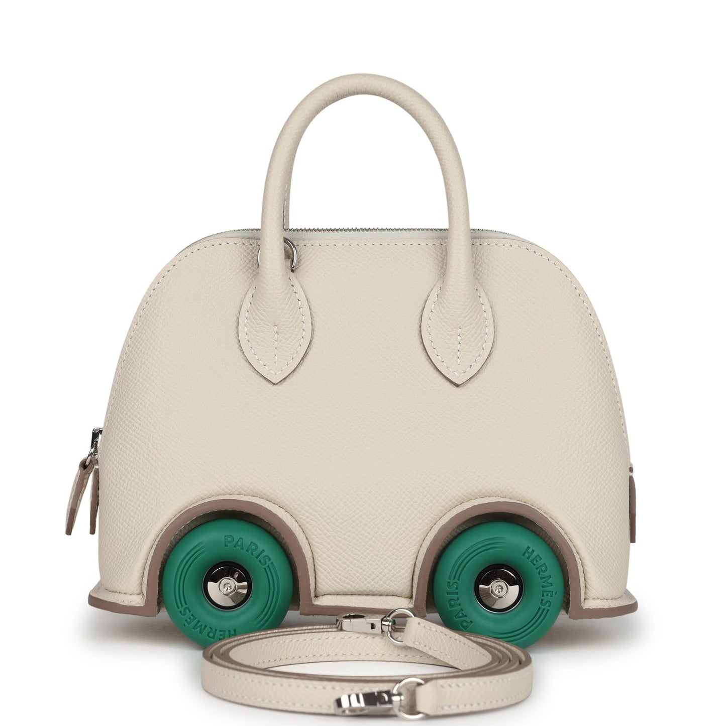 Hermes Bolide On Wheels 1923 Craie and Vert Vertigo Epsom Palladium Hardware