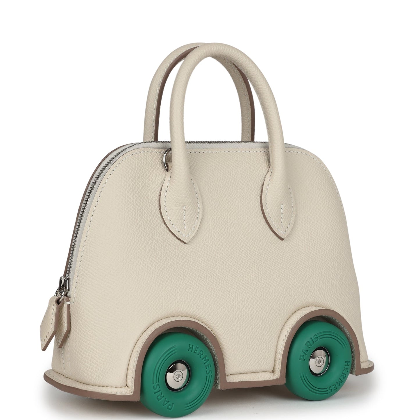 Hermes Bolide On Wheels 1923 Craie and Vert Vertigo Epsom Palladium Hardware