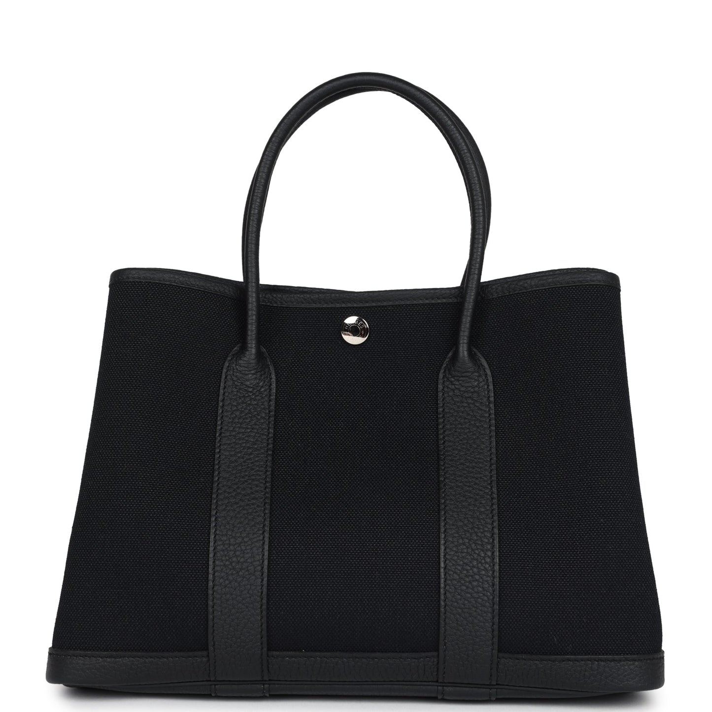 Hermes Garden Party 30 Black Toile and Negonda with Palladium Hardware