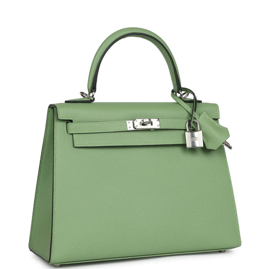 Hermes Kelly Sellier 25 Epsom HSS Vert Criquet Verso Palladium Hardware