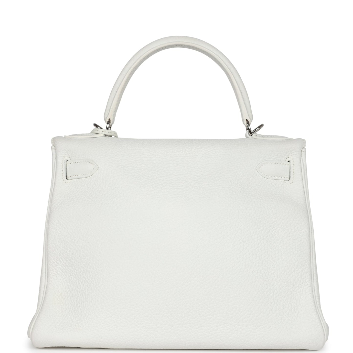 Vintage Hermes Kelly Retourne 28 White Clemence Palladium Hardware