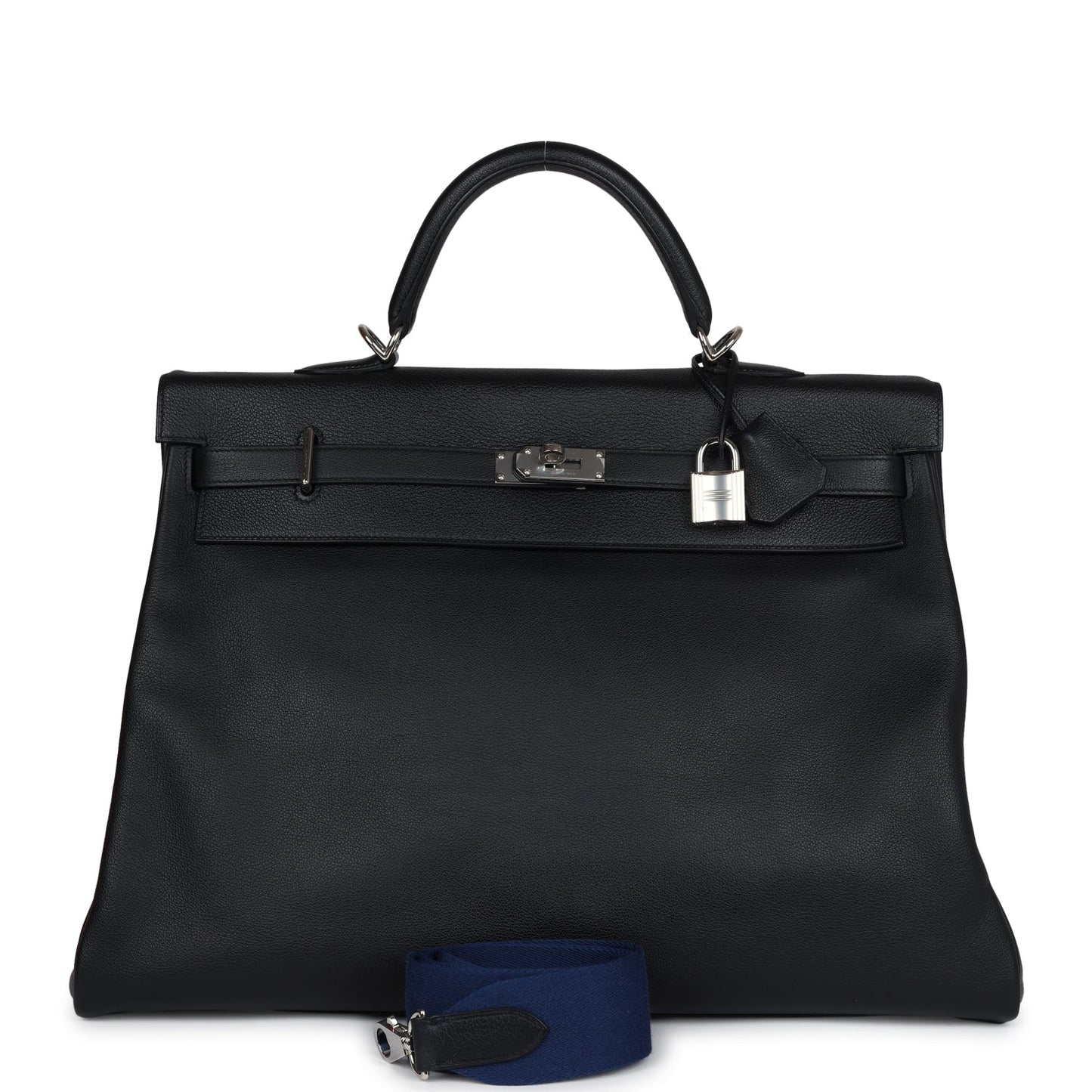 Hermes Kelly Voyage 50 Black Evercolor Palladium Hardware