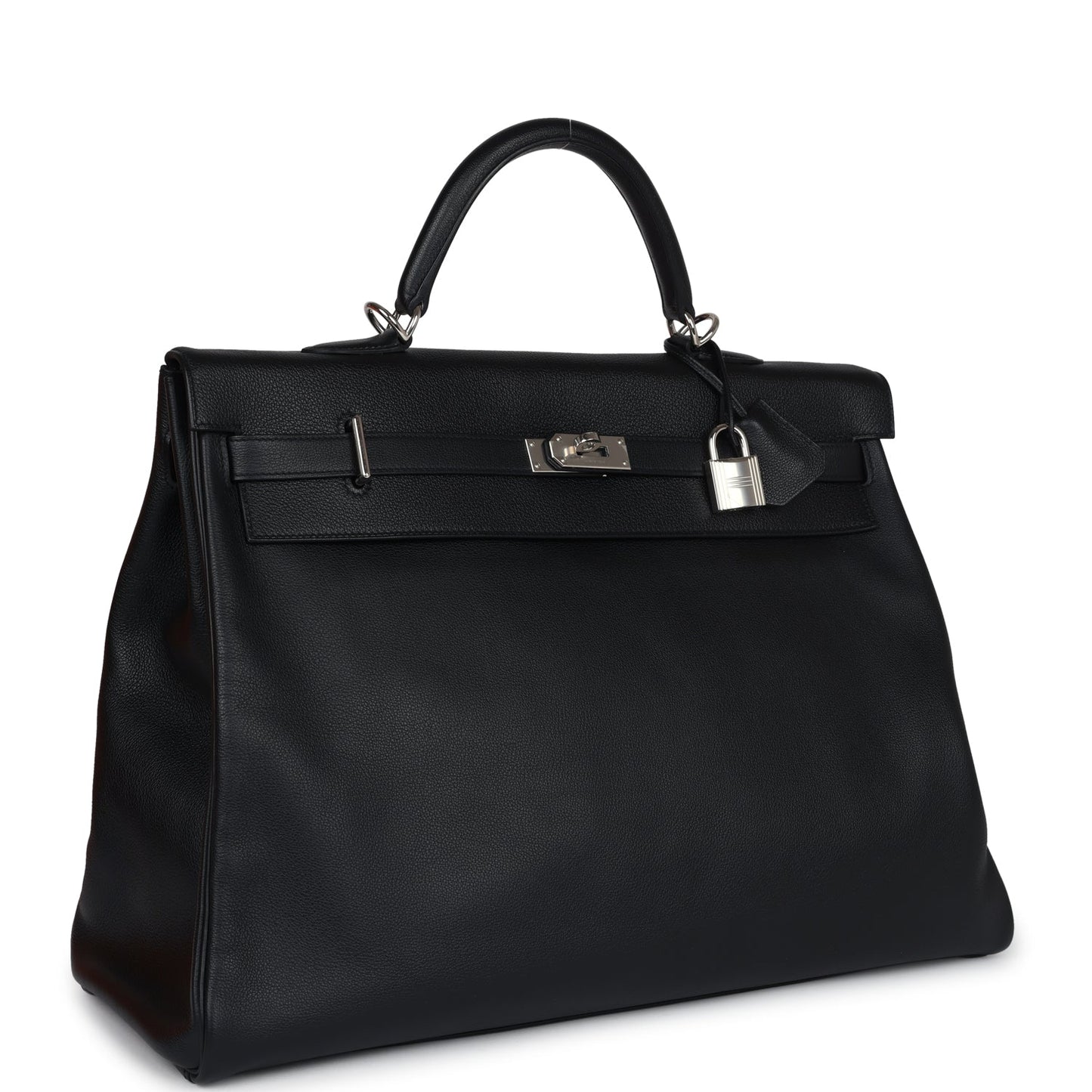 Hermes Kelly Voyage 50 Black Evercolor Palladium Hardware