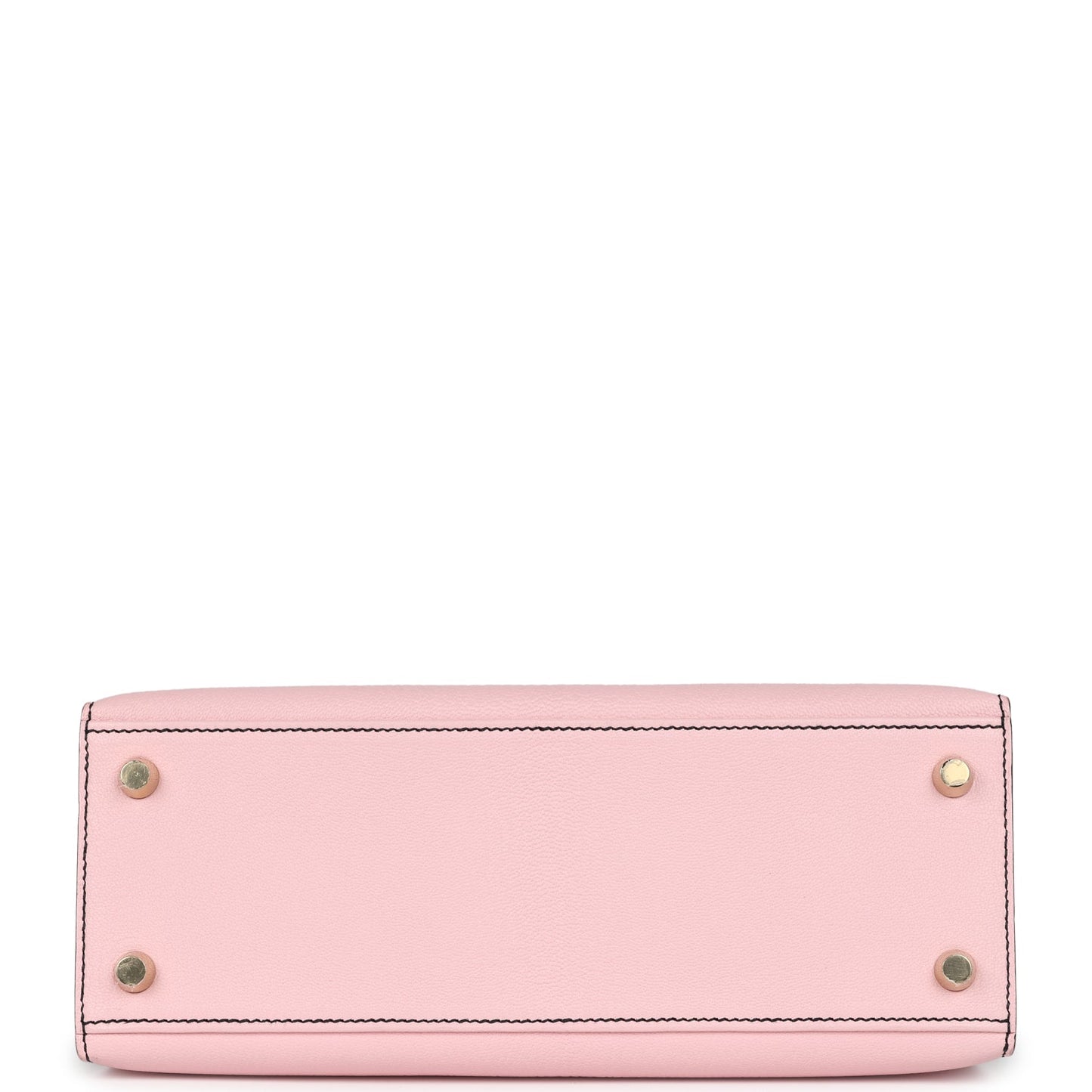 Hermes Special Order (HSS) Kelly Sellier 25 Rose Sakura and Black Chevre Mysore Brushed Gold Hardware