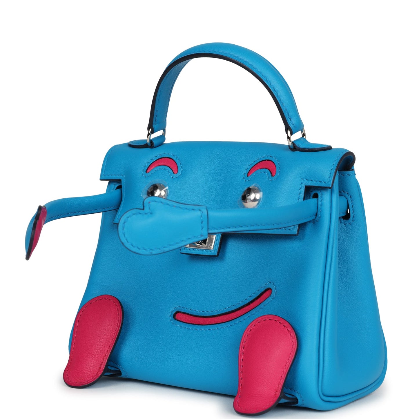 Hermes 'Quelle Idolle' Kelly Doll Bleu Frida and Rose Extreme Swift Palladium Hardware