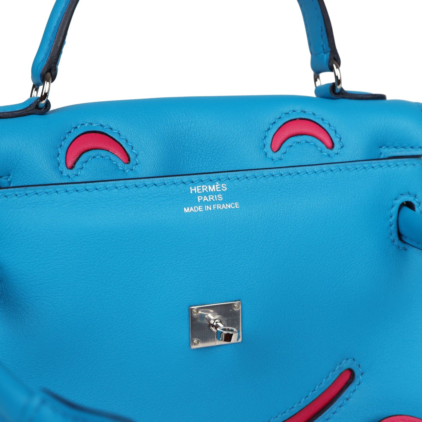 Hermes 'Quelle Idolle' Kelly Doll Bleu Frida and Rose Extreme Swift Palladium Hardware