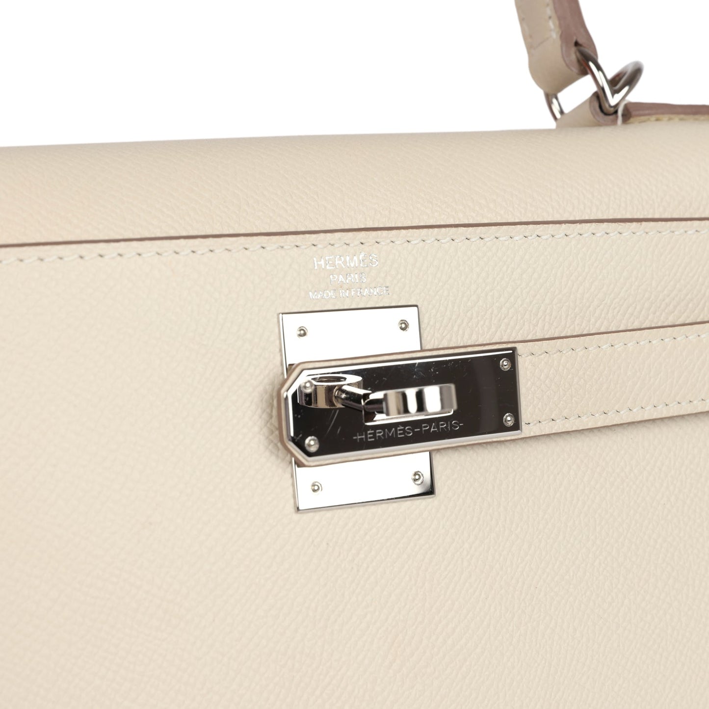 Hermes Kelly Sellier 28 Craie Epsom Palladium Hardware