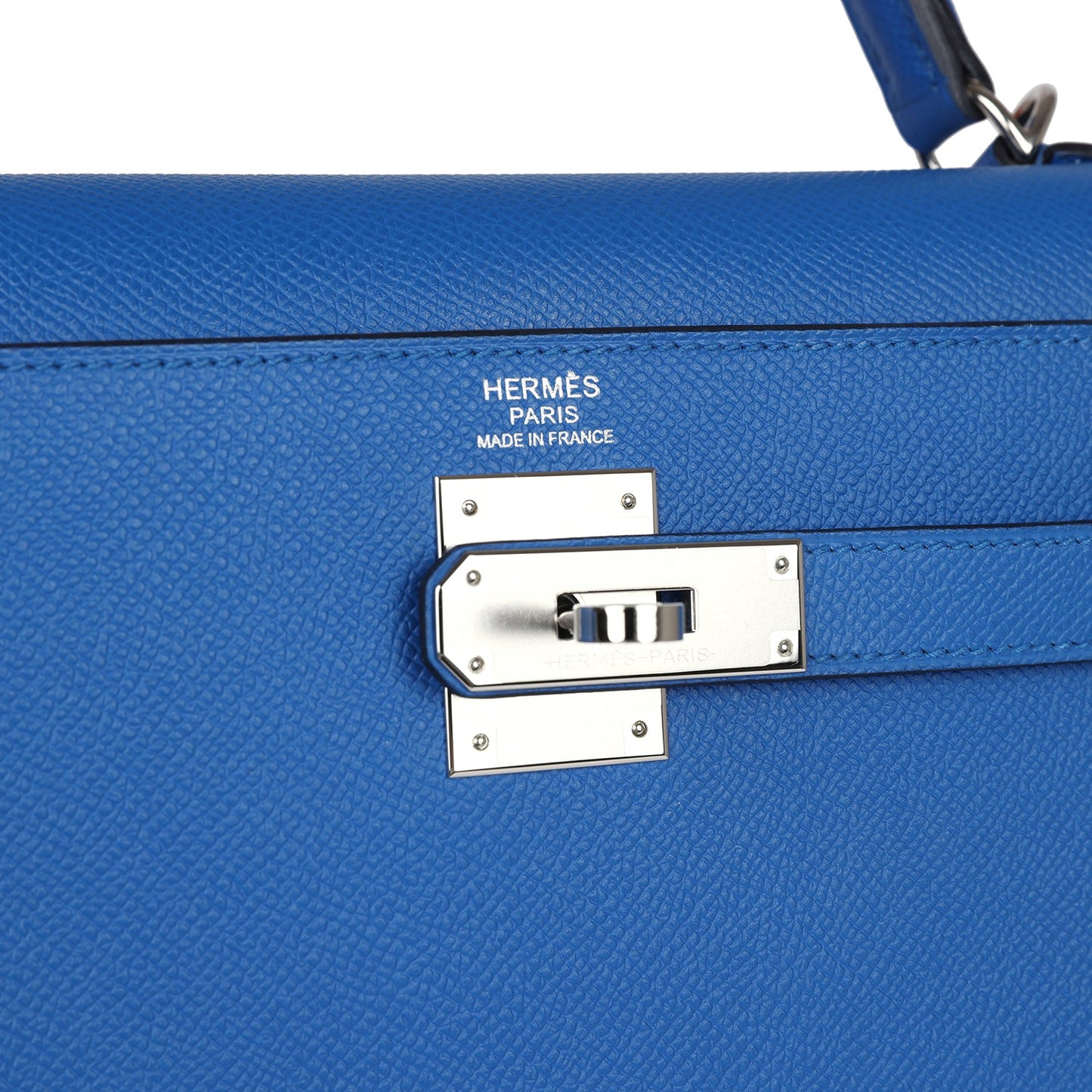 Hermes Kelly Sellier 32 Bleu France Epsom Palladium Hardware