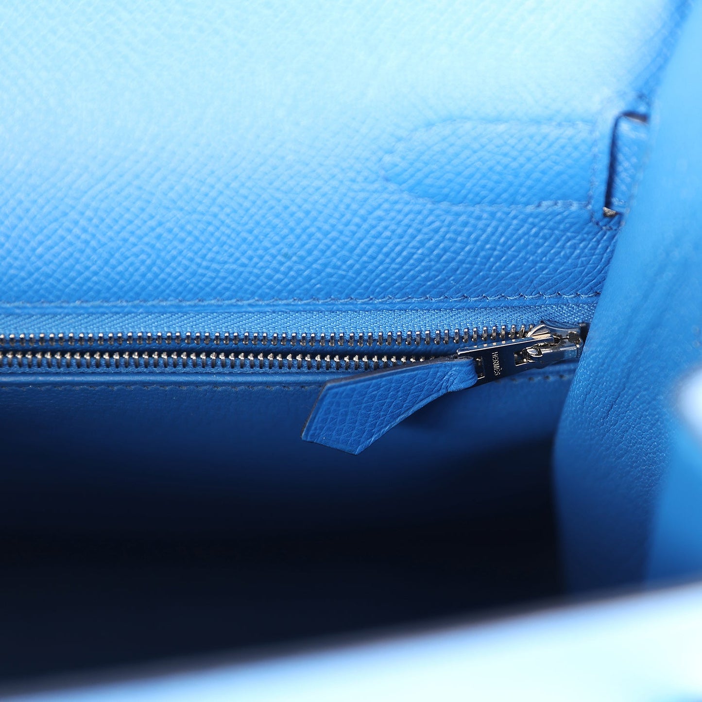 Hermes Kelly Sellier 32 Bleu France Epsom Palladium Hardware