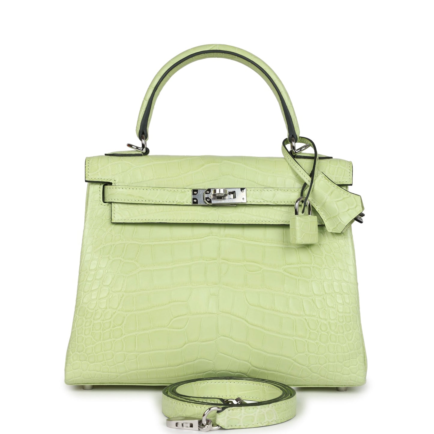 Hermes Kelly Retourne 25 Jaune Bourgeon Matte Alligator Palladium Hardware