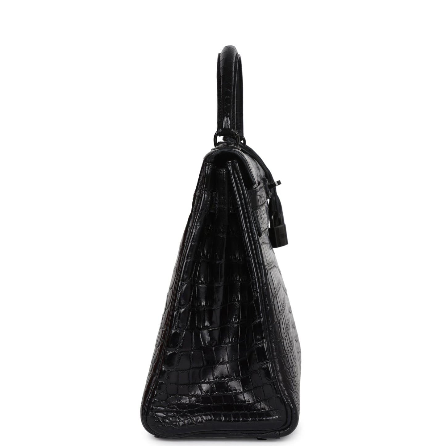 Hermes Kelly Retourne 32 SO Black Matte Niloticus Crocodile Black Hardware