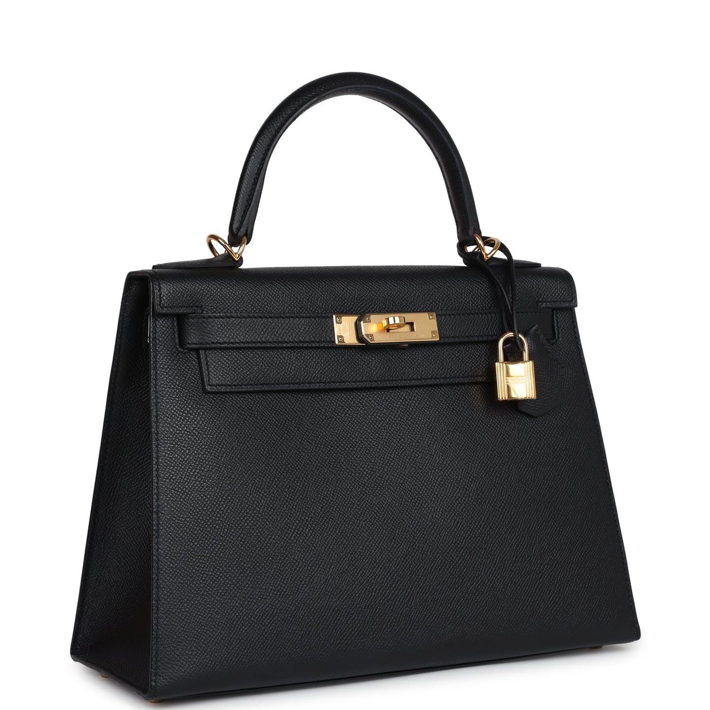 Hermes Kelly Sellier 28 Black Epsom Gold Hardware