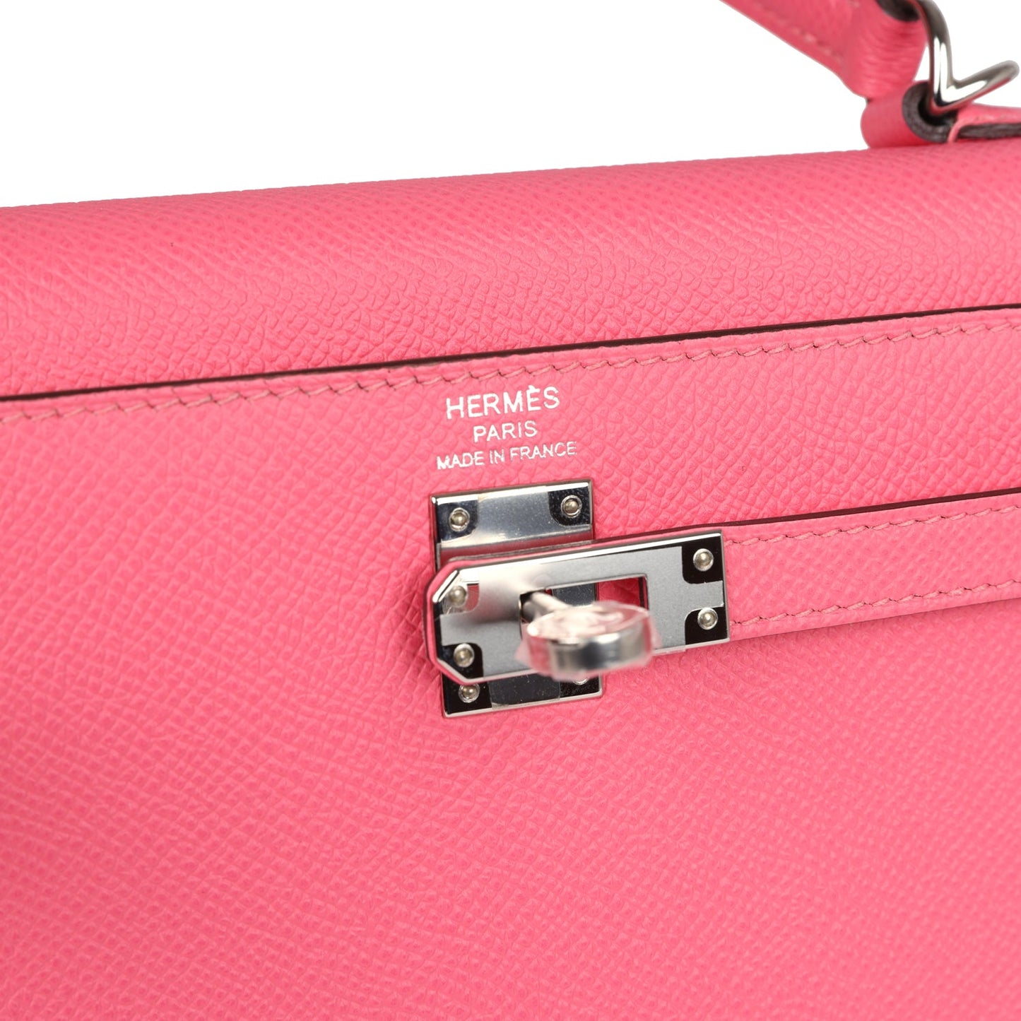 Hermes Kelly Sellier 25 Rose Azalee Epsom Palladium Hardware