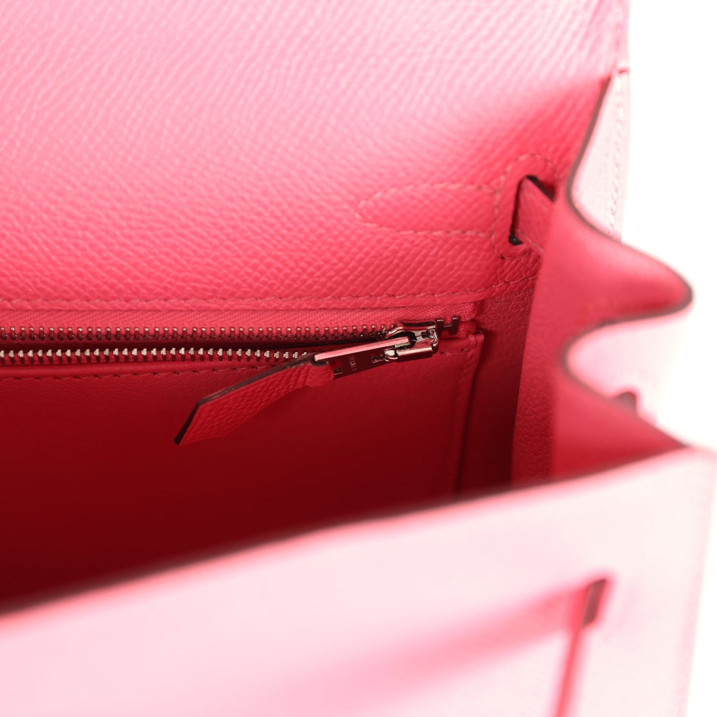 Hermes Kelly Sellier 25 Rose Azalee Epsom Palladium Hardware