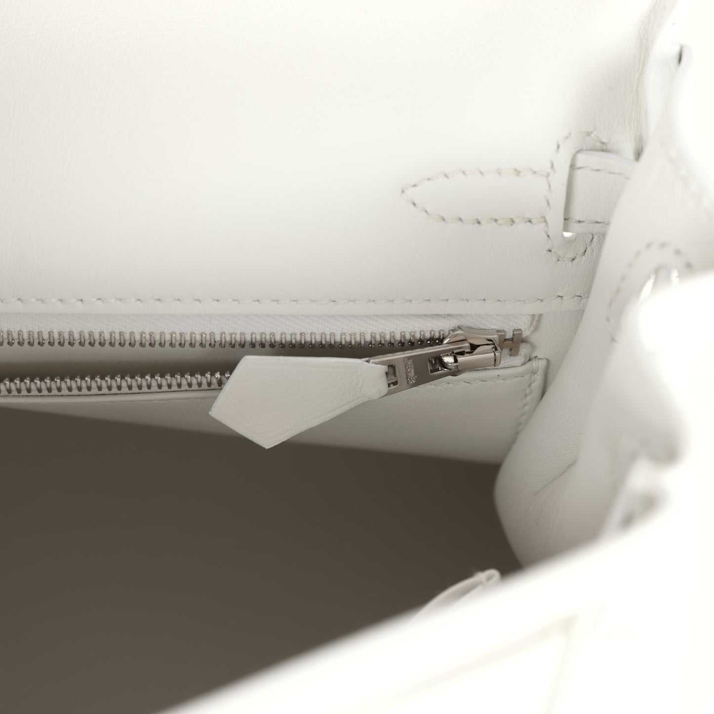 Hermes Kelly Retourne 25 New White Swift Palladium Hardware