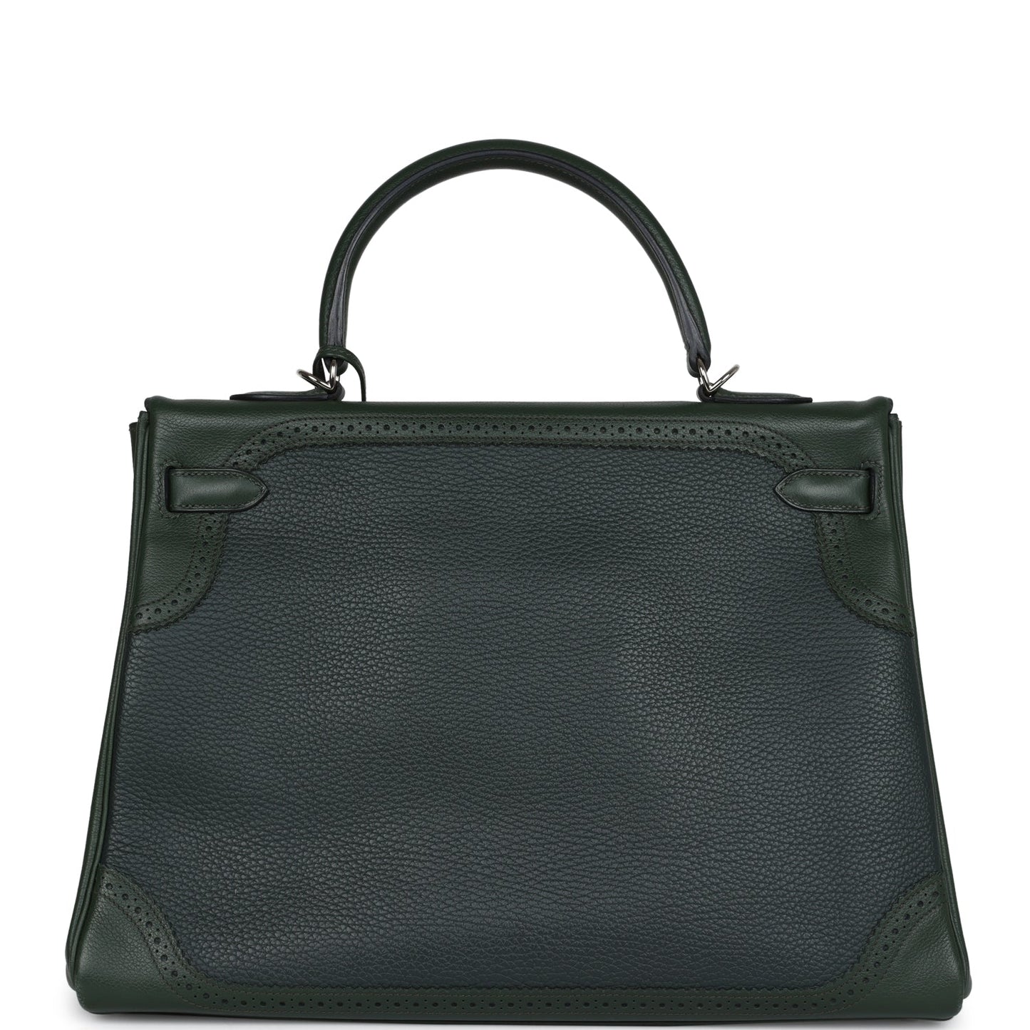 Hermes Ghillies Kelly 35 Retourne Vert Fonce Clemence and Vert Anglais Evercolor Palladium Hardware