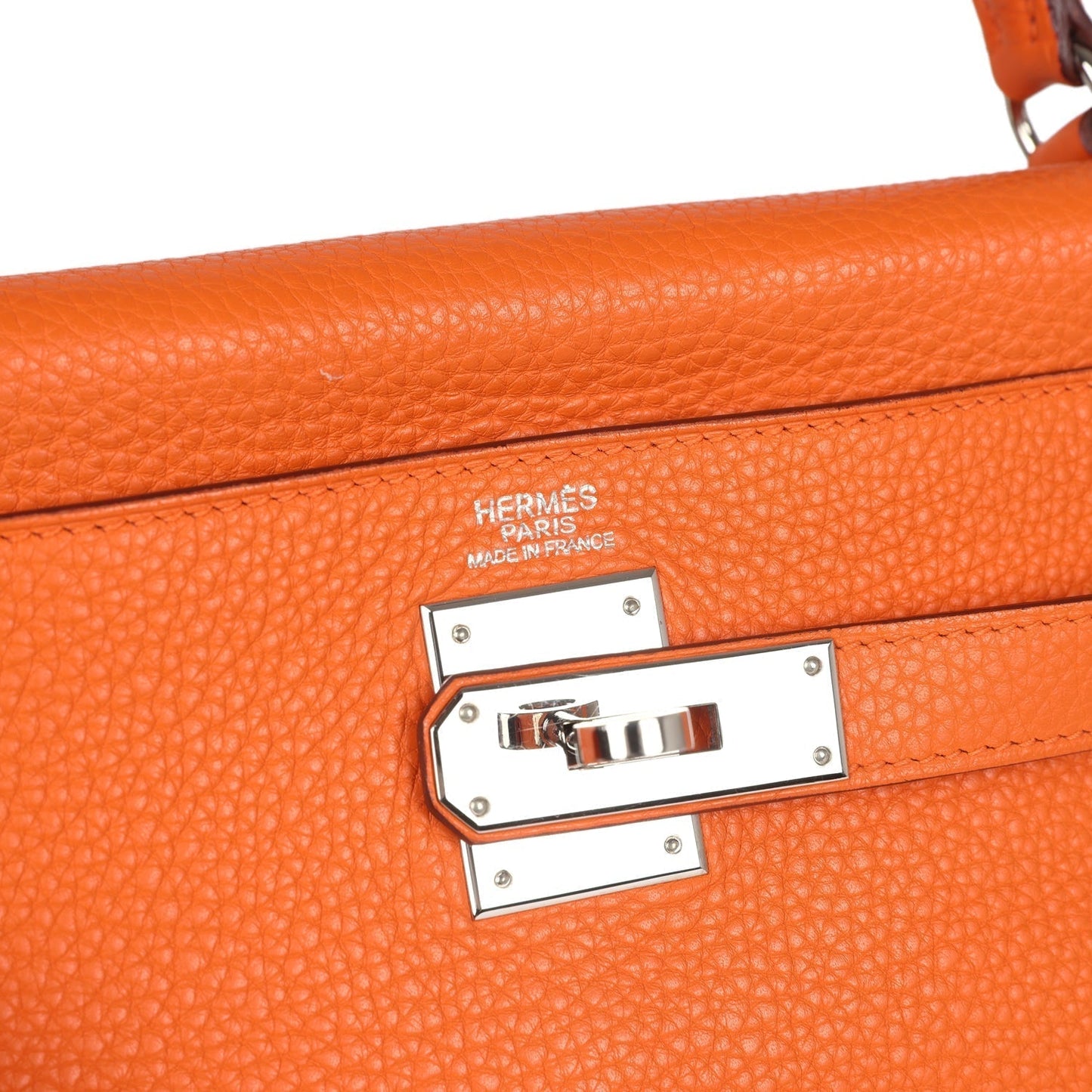 Hermes Kelly Retourne 32 Orange Togo Palladium Hardware