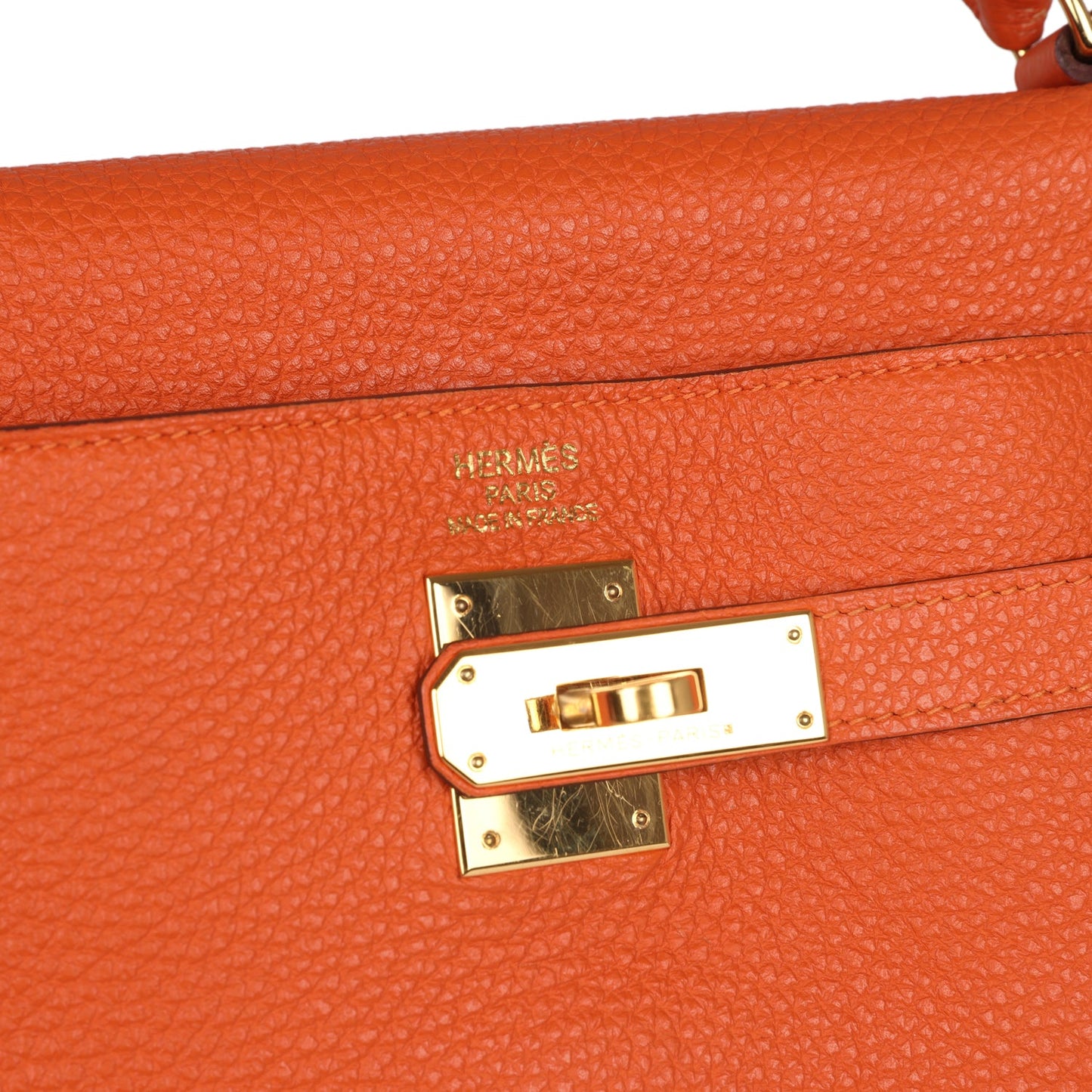 Hermes Kelly Retourne 35 Orange Togo Gold Hardware