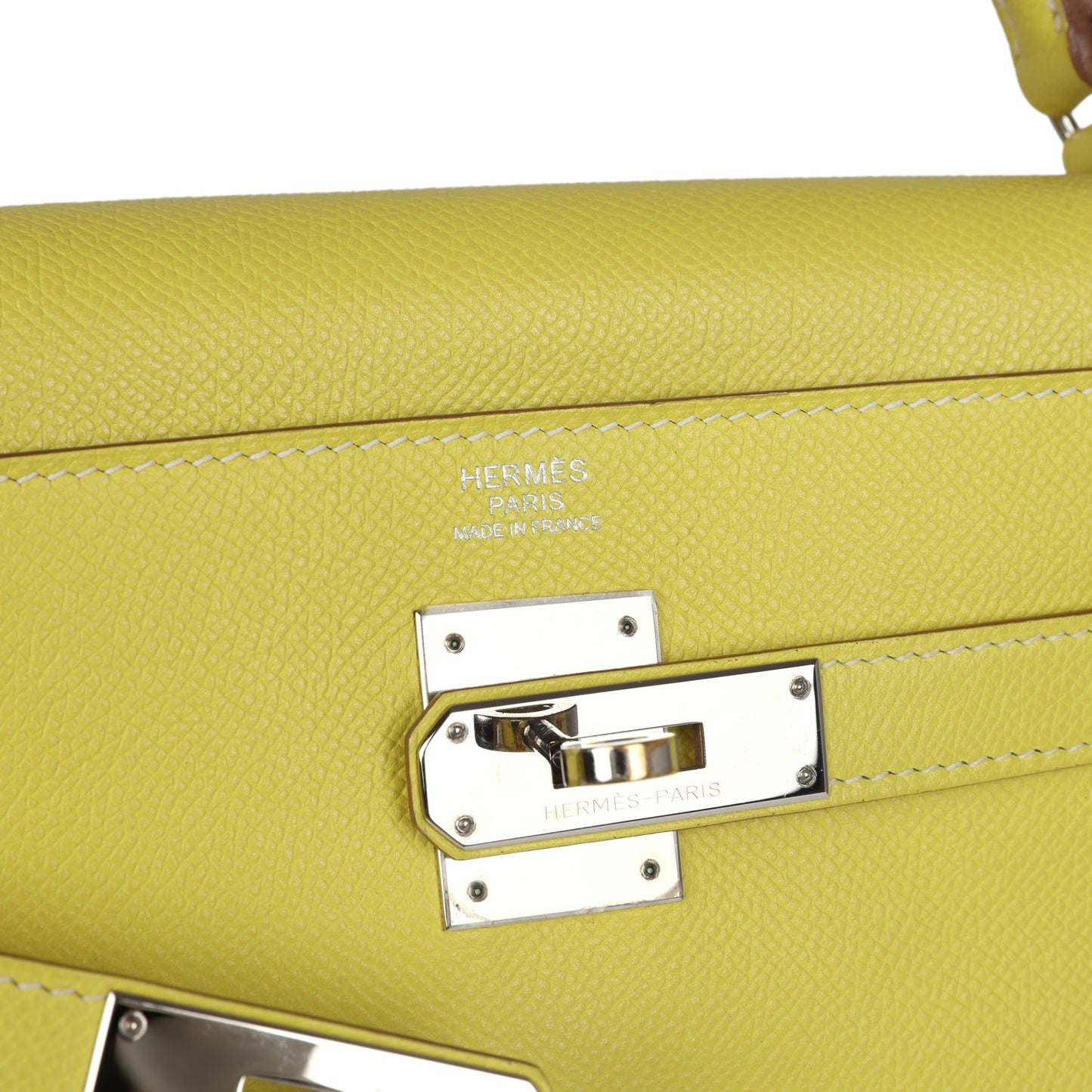 Hermes Kelly Retourne 32 Lime Candy Epsom Palladium Hardware