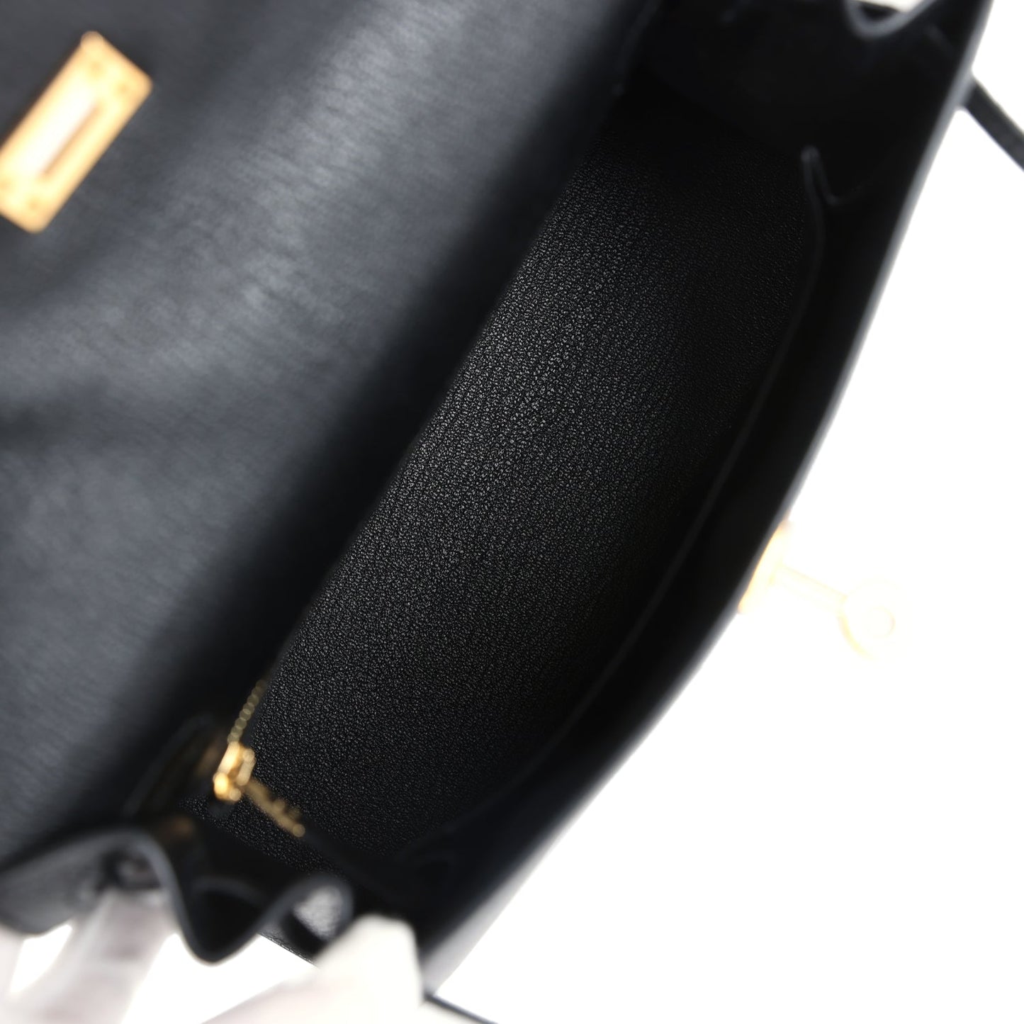 Hermes Kelly Sellier 25 Black Chevre Mysore Gold Hardware