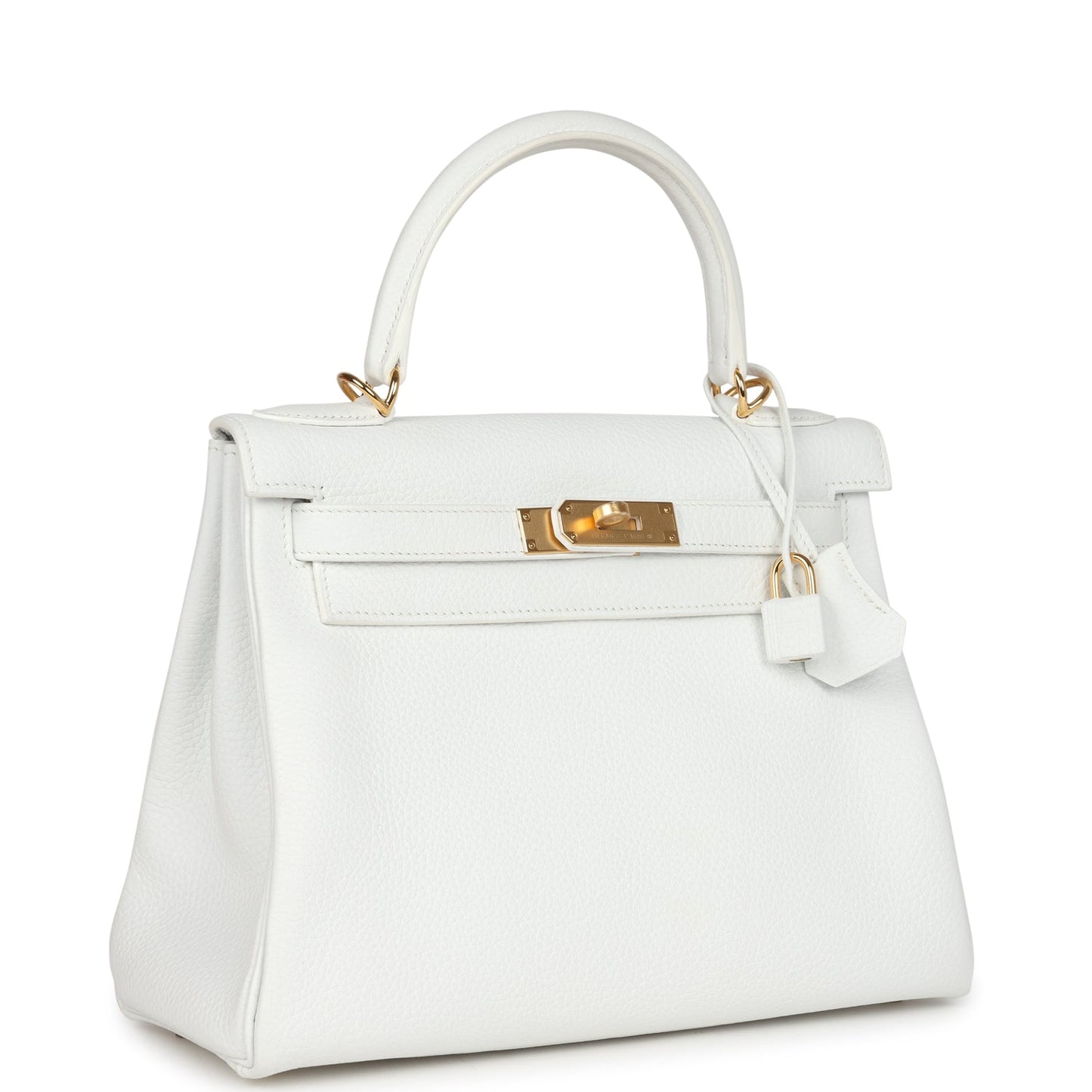 Hermes Kelly Retourne 28 White Clemence Gold Hardware