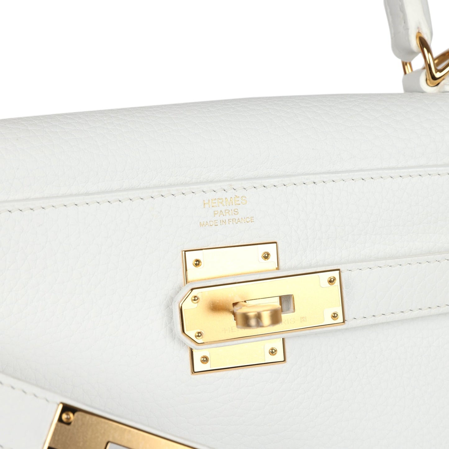 Hermes Kelly Retourne 28 White Clemence Gold Hardware