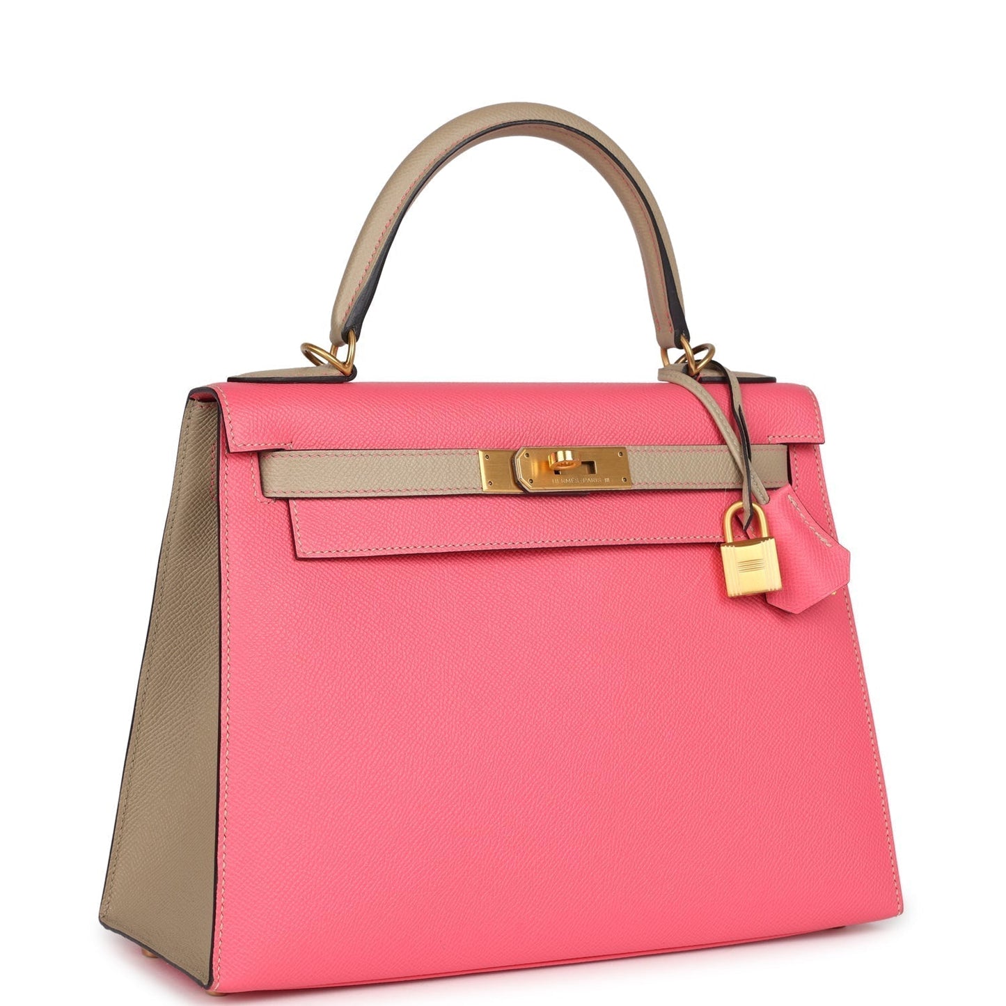 Hermes Special Order (HSS) Kelly Sellier 28 Rose Azalee and Trench Epsom Epsom Brushed Gold Hardware