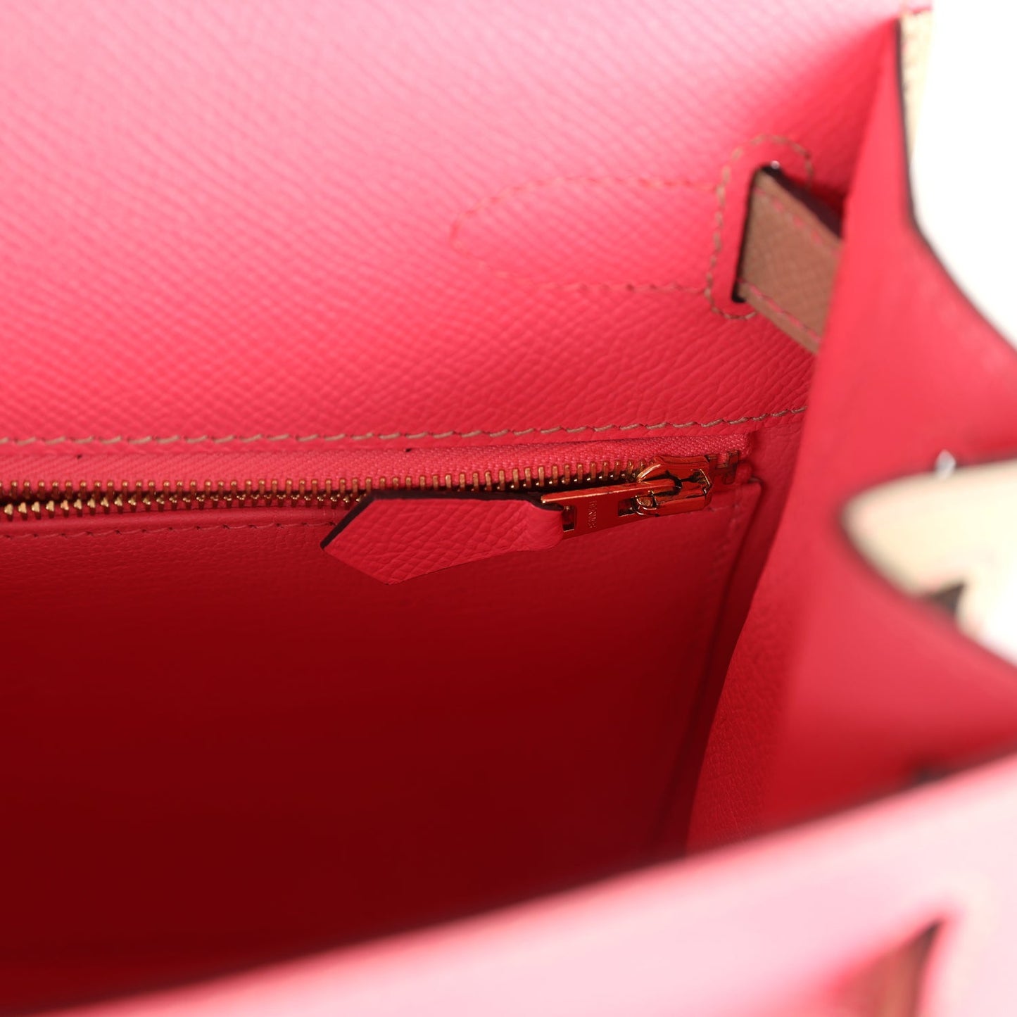 Hermes Special Order (HSS) Kelly Sellier 28 Rose Azalee and Trench Epsom Epsom Brushed Gold Hardware