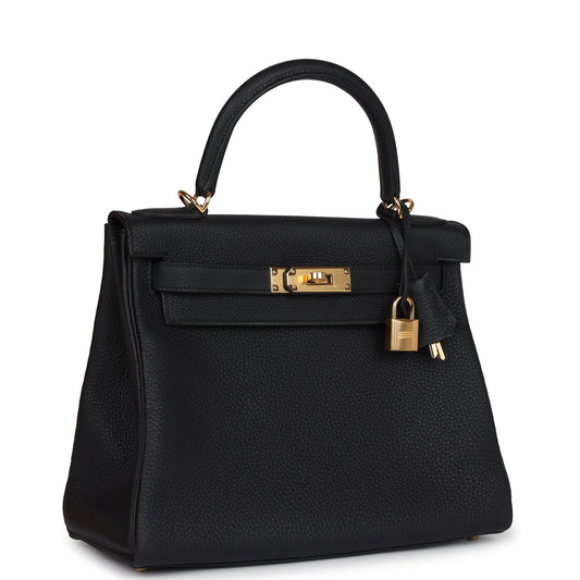 Hermes Kelly Retourne 28 Black Togo Gold Hardware