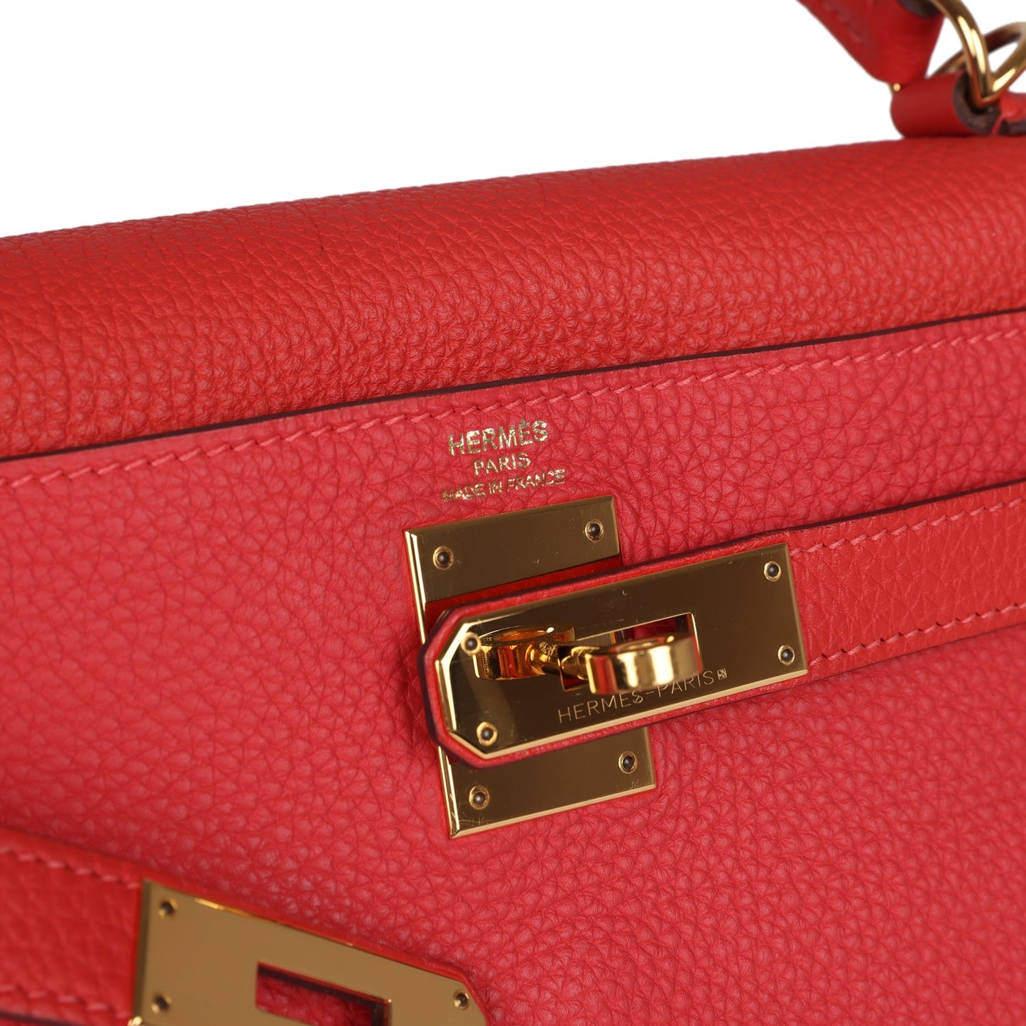 Hermes Kelly Retourne 28 Rouge Pivoine Togo Gold Hardware