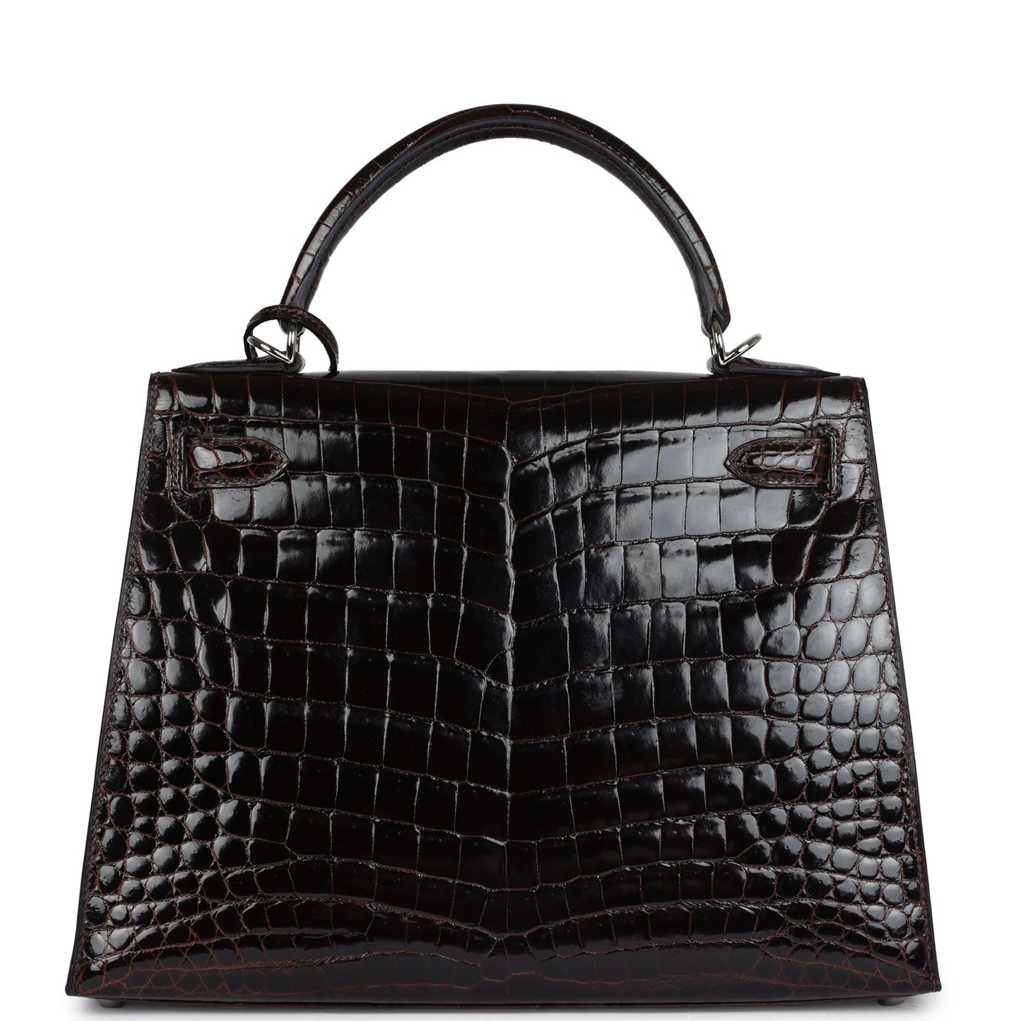 Hermes Kelly Sellier 28 Cocoan Shiny Niloticus Crocodile Palladium Hardware