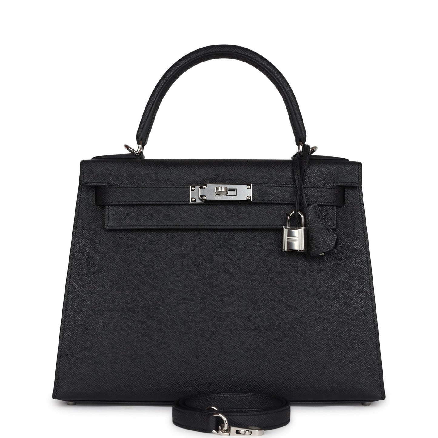 Hermes Kelly Sellier 28 Black Epsom Palladium Hardware