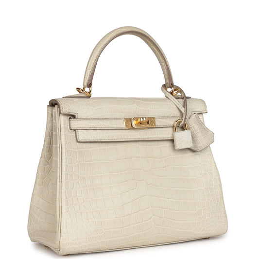Hermes Kelly Retourne 25 Beton Matte Alligator Gold Hardware