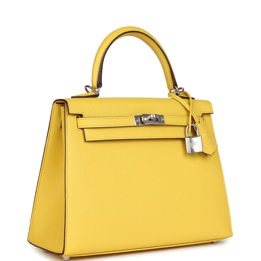 Hermes Kelly Sellier 25 Jaune De Naples Epsom Palladium Hardware