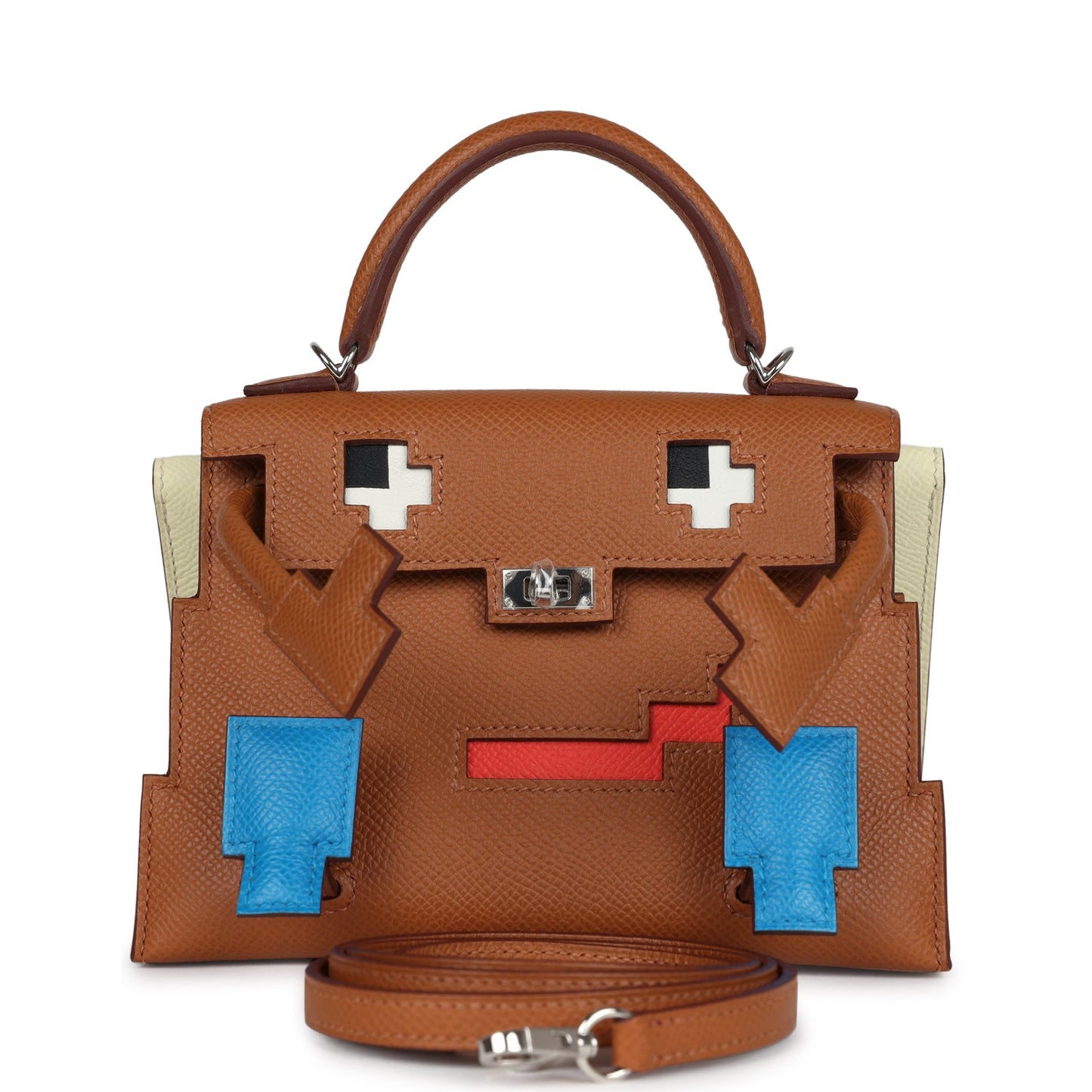 Hermes 'Quelle Idolle' Picto Kelly Doll Gold, Bleu Zanzibar, Jaune Milton and Orange Field Epsom/Swift Palladium Hardware