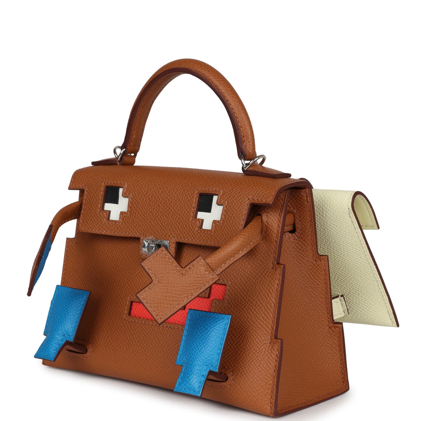 Hermes 'Quelle Idolle' Picto Kelly Doll Gold, Bleu Zanzibar, Jaune Milton and Orange Field Epsom/Swift Palladium Hardware