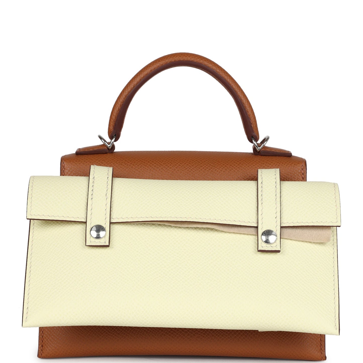 Hermes 'Quelle Idolle' Picto Kelly Doll Gold, Bleu Zanzibar, Jaune Milton and Orange Field Epsom/Swift Palladium Hardware