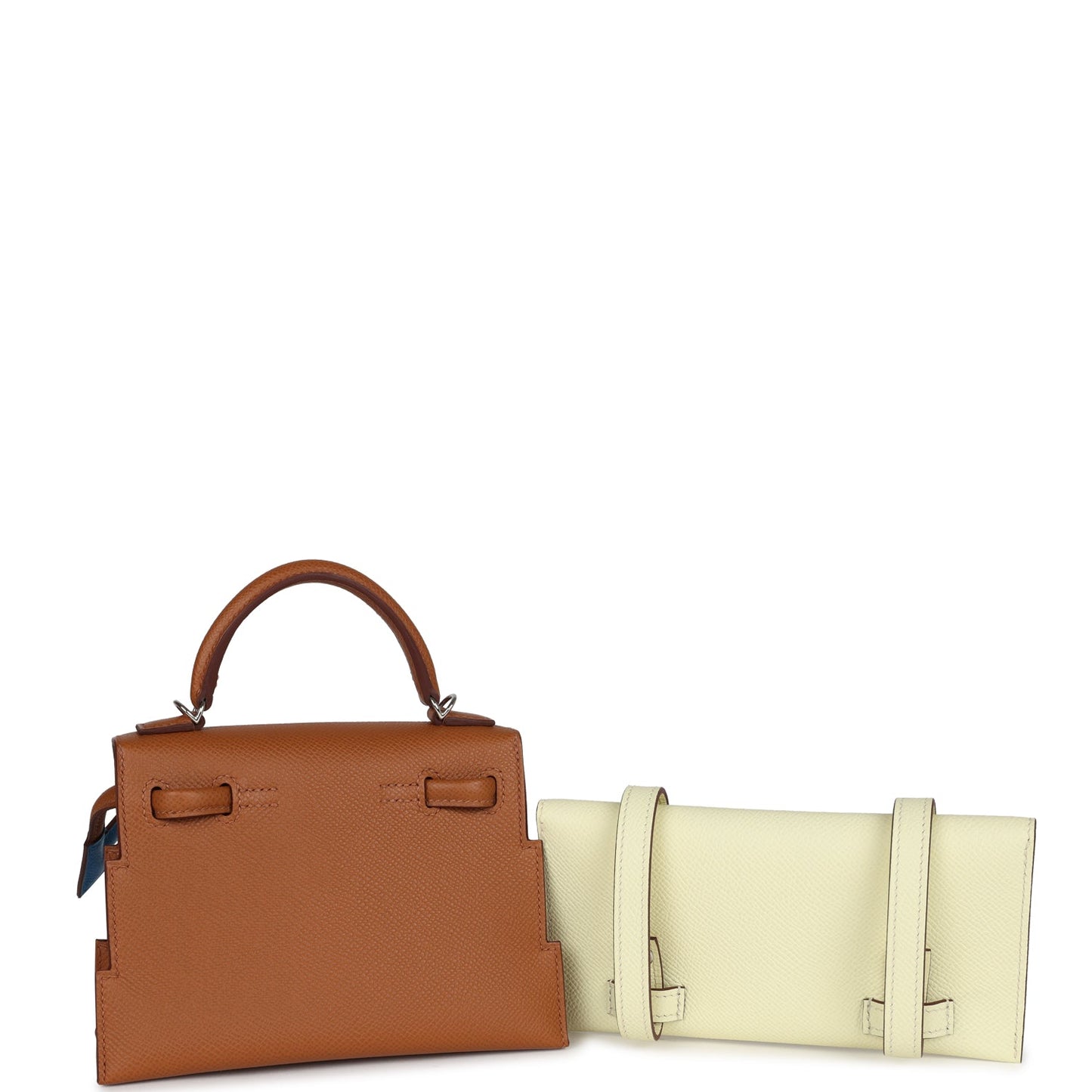 Hermes 'Quelle Idolle' Picto Kelly Doll Gold, Bleu Zanzibar, Jaune Milton and Orange Field Epsom/Swift Palladium Hardware