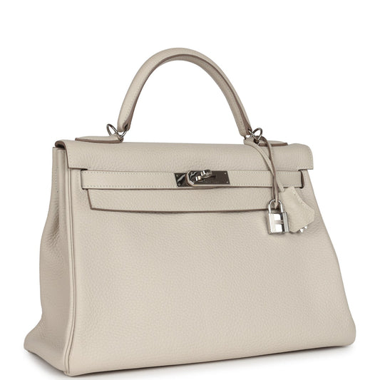 Hermes Kelly Retourne 32 Craie Togo Palladium Hardware