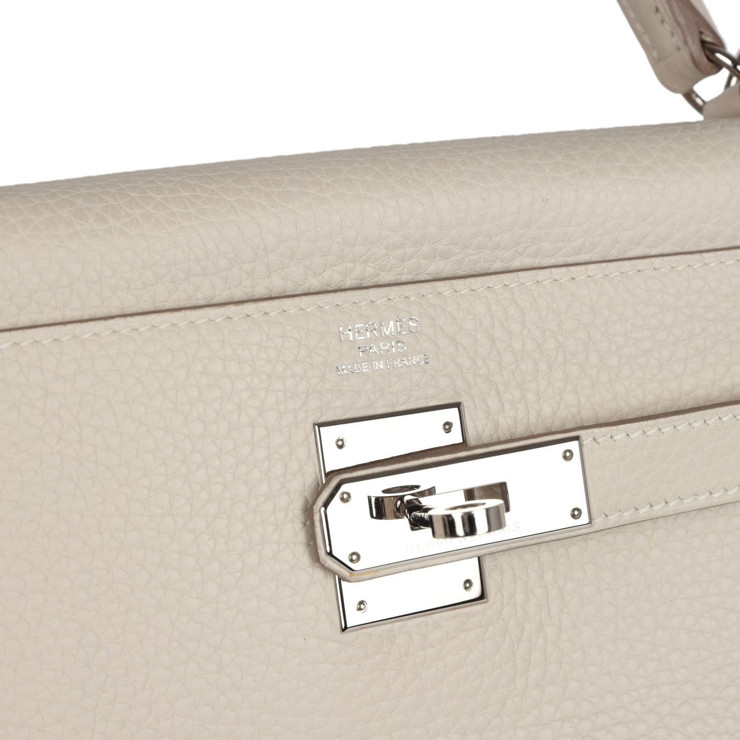 Hermes Kelly Retourne 32 Craie Togo Palladium Hardware