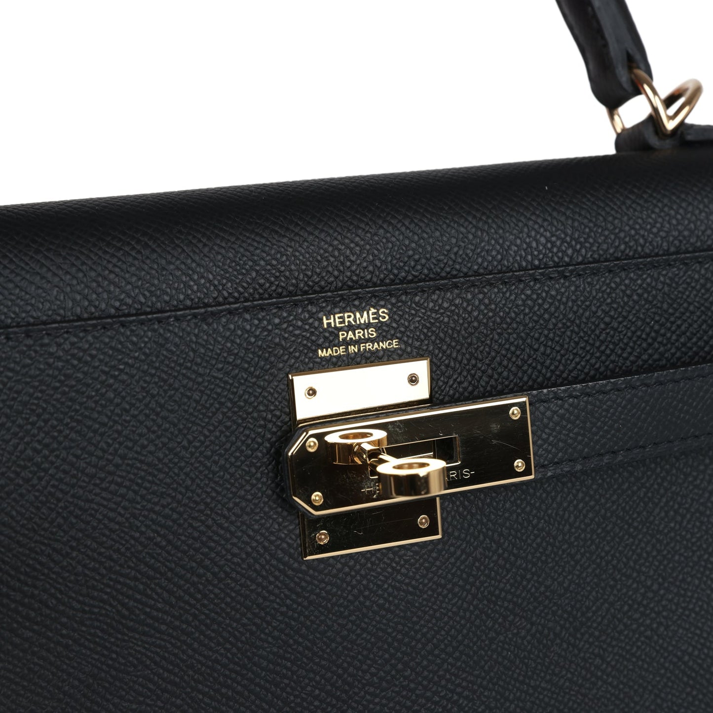 Hermes Kelly Sellier 28 Black Epsom Permabrass Hardware