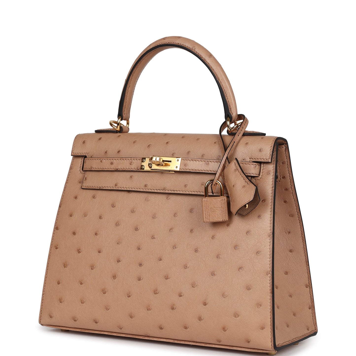 Hermes Kelly Sellier 25 Chai Ostrich Gold Hardware