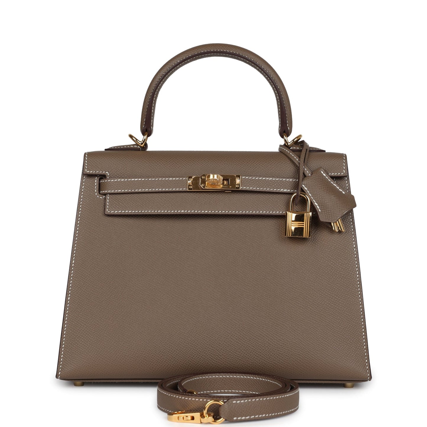 Hermes Kelly Sellier 25 Etoupe Epsom Gold Hardware