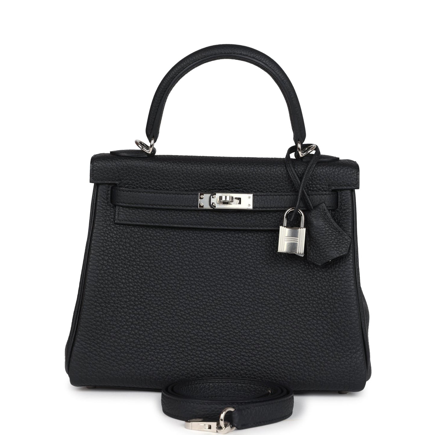 Hermes Kelly Retourne 25 Black Togo Palladium Hardware