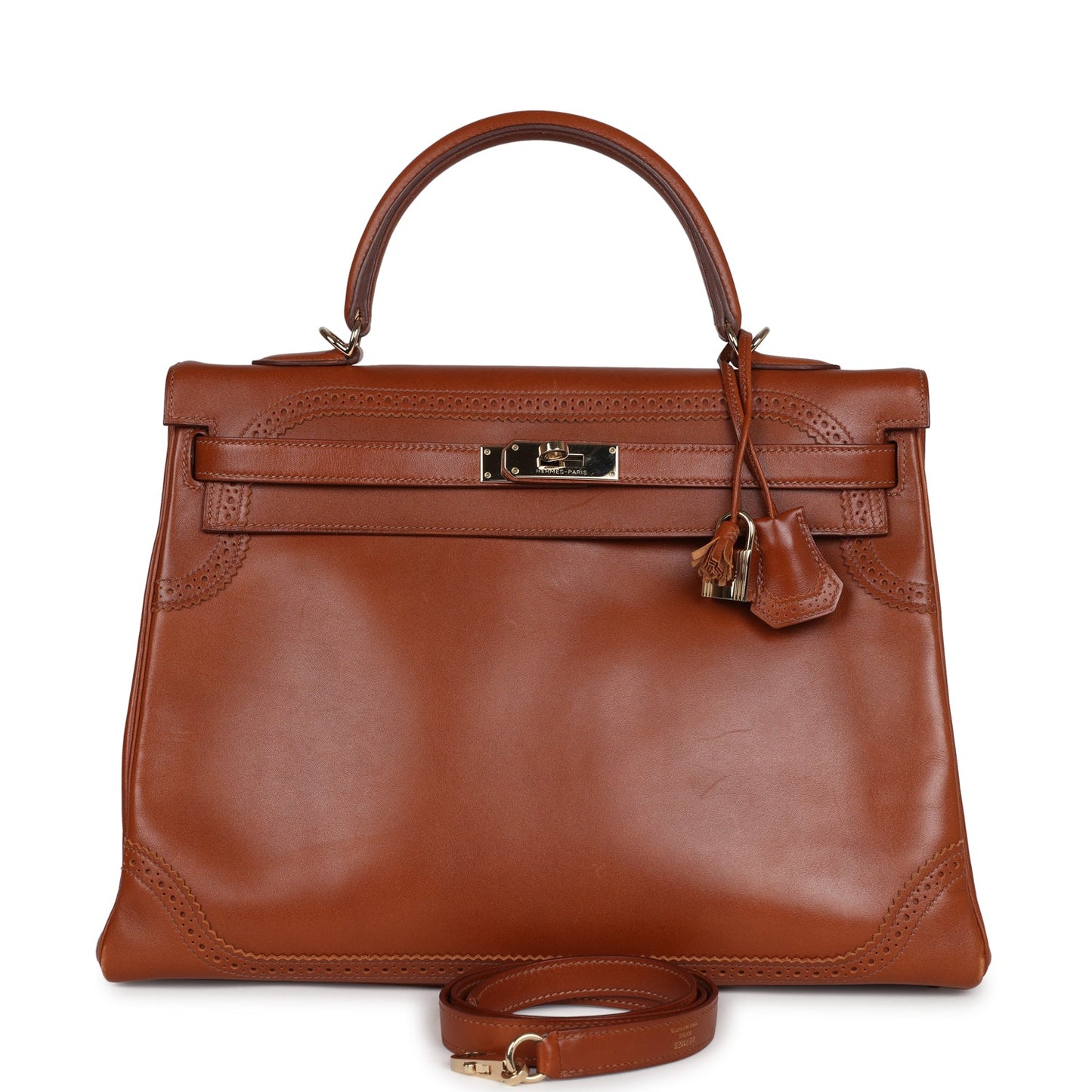 Hermes Ghillies Kelly Retourne 35 Fauve Tadelakt Permabrass Hardware