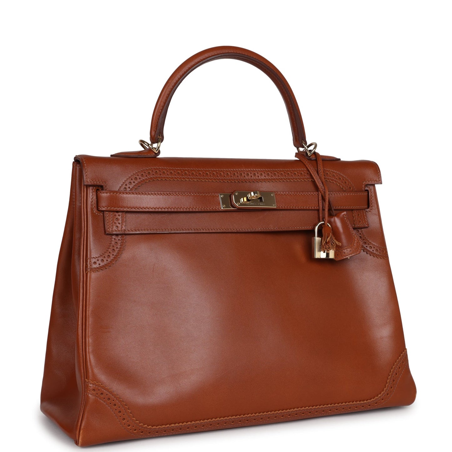 Hermes Ghillies Kelly Retourne 35 Fauve Tadelakt Permabrass Hardware